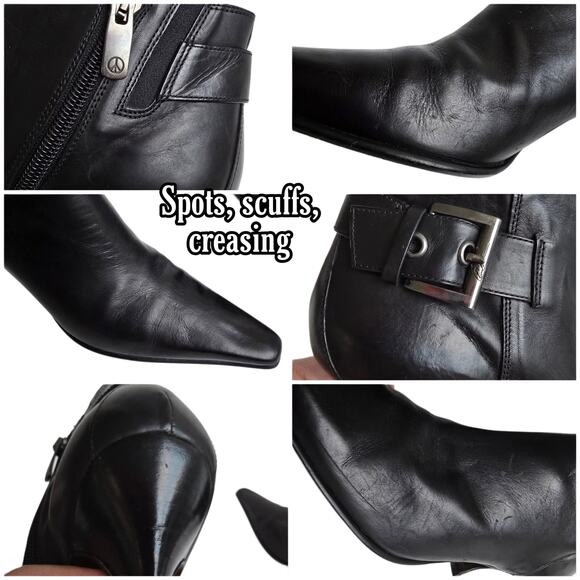 Pointed Toe Boot Donald J Pliner Loni Size 7 Black Leather Side Zip Ankle Bootie - Picture 7 of 11